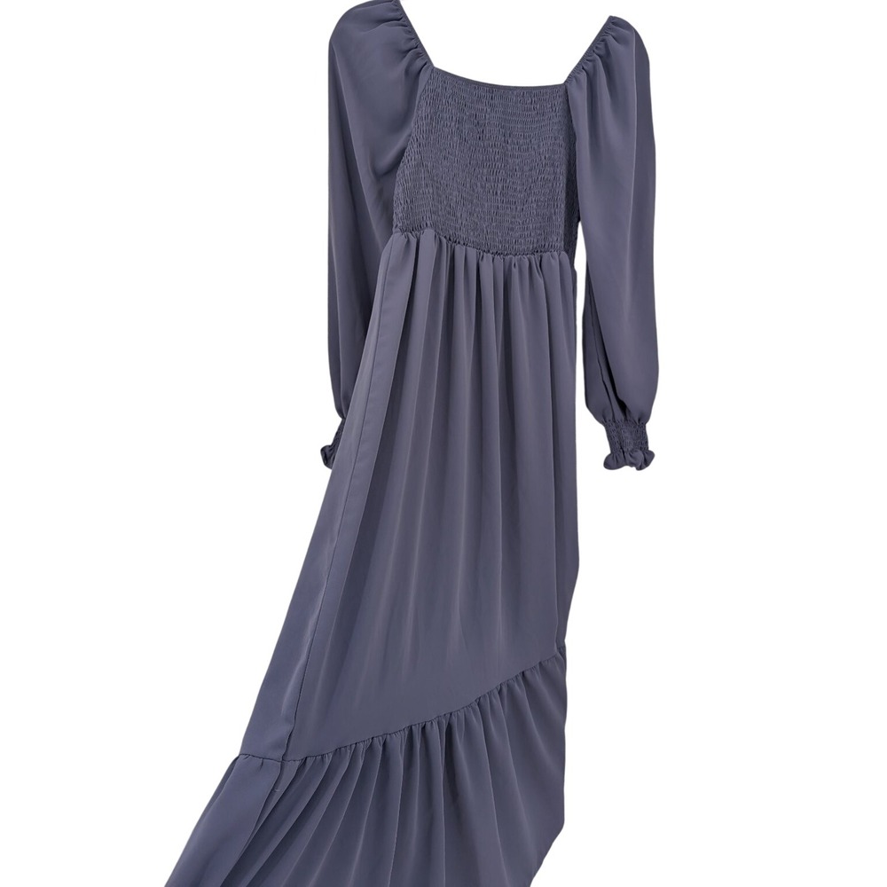 Purple Maxi Dress S Smocked Tiered Long Sleeve Whimsigoth Fairycore Peasant